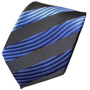 Mens Jacquard Silk Striped Swirl Necktie Black